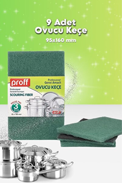 grimorlife 9 Adet Ovucu Bulaşık Keçesi Bulaşık Süngeri – Dayanıklı Yağ ve Kir...