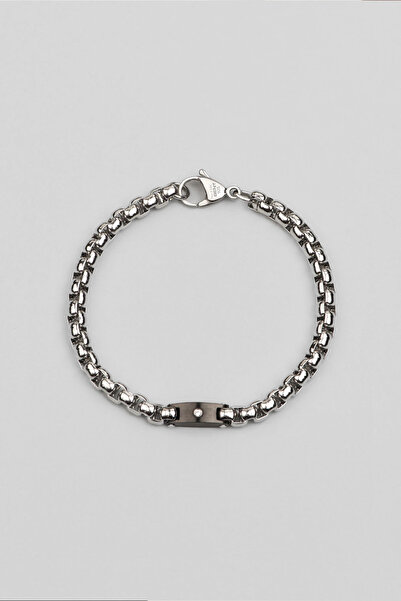 So CHIC... Beyaz Taşlı Erkek Çelik Bileklik