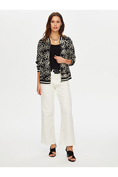 Faik Sönmez Yaprak Desen Nakışlı Bomber Ceket W26BMB004