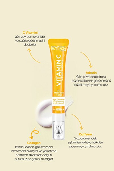 WeMara VİTAMİN C & BRİGHTENİNG (SARI) MASAJ BAŞLIKLI GÖZ KREMİ 18 ML