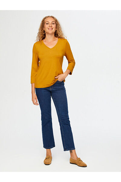 Faik Sönmez V Yaka Truvakar Kol T-Shirt W26TSH006