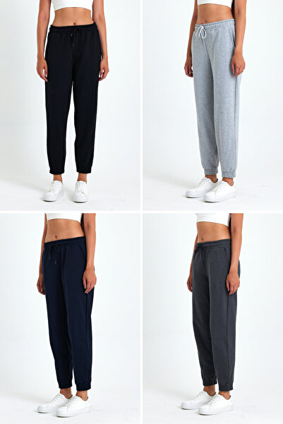 COMEOR Trening Jogger confortabil pentru femei cu talie înaltă - negru bleuma...