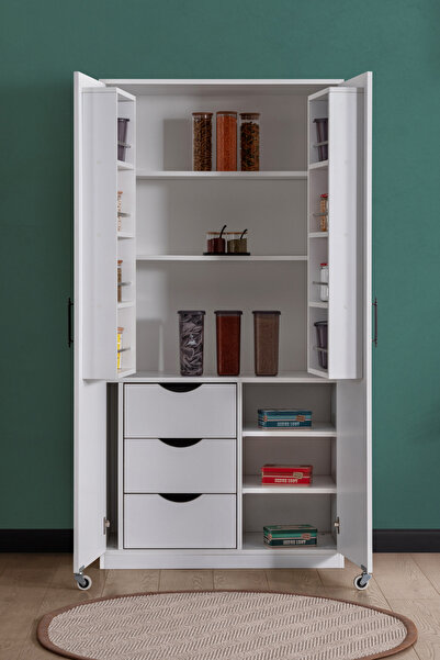 Setay Kiler, Blesk 2 Kapaklı Büyük Erzak Kiler Mutfak Dolabı Beyaz