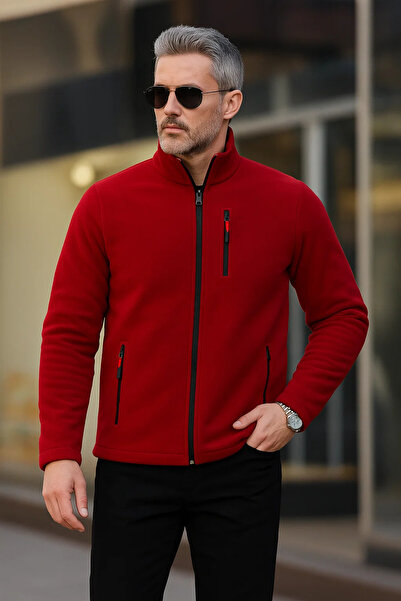 COMBİNE MİCHAİL Kırmızı Renk Fermuarlı 3 Cepli Polar 1209