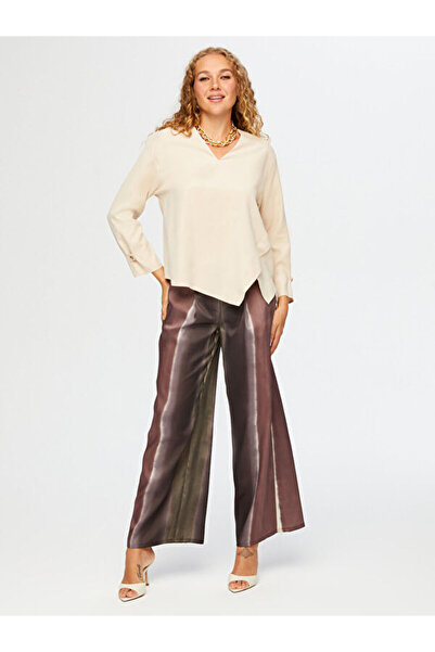 Faik Sönmez Kolları Düğmeli V Yaka Modallı Bluz W26BLZ010
