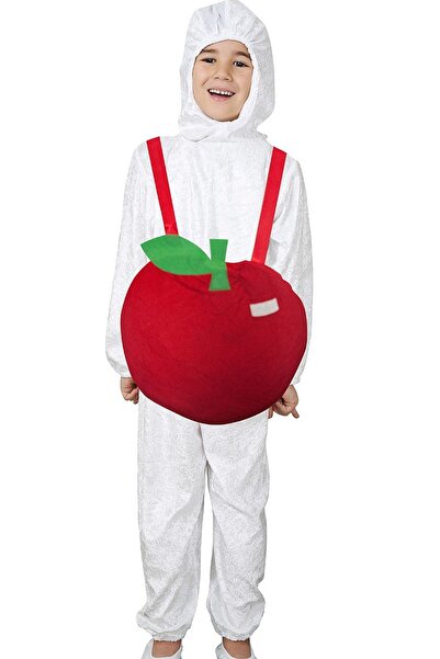 Annee Bakk Sevimli çocuk elma kostümü, rahat ve şık, beyaz renk seçeneğiyle.