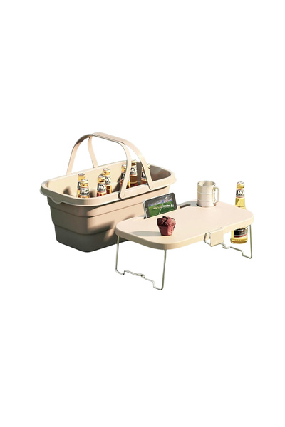 awwaline Coș pliabil multifuncțional cu capac de masă, awwaline, maro, 8 litr...