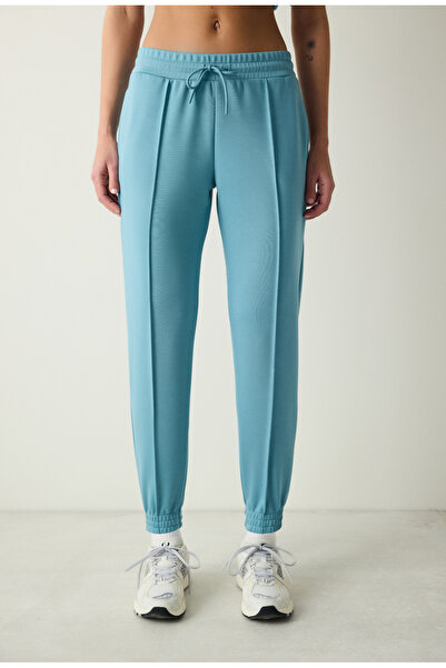 Penti Turkuaz Mavi Yüksek Bel Lastikli Paça Cepli Silky Touch Eşofman Altı