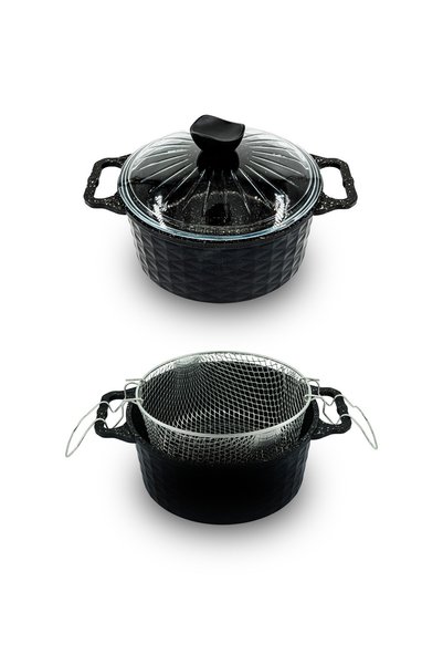PoloChef Cast Granite Frying Pot Fryer 24 cm