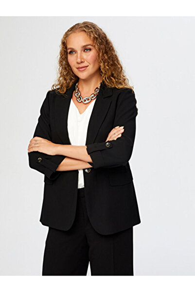 Faik Sönmez Kolu Apoletli Şık Krep Ceket W26CKT018