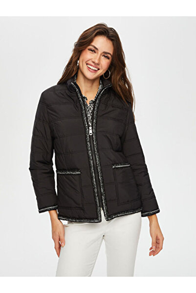 Faik Sönmez Simli Şerit Detaylı Kapitone Mont 002