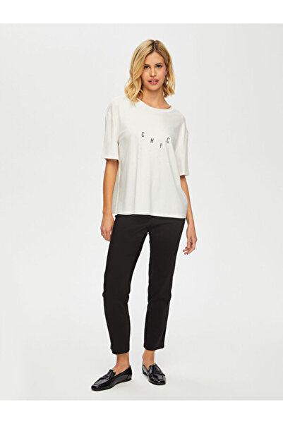 Faik Sönmez Chick Baskılı Taş Detaylı Yuvarlak Yaka T-Shirt S25TSH056