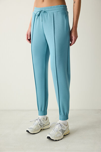 Penti Turkuaz Mavi Yüksek Bel Lastikli Paça Cepli Silky Touch Eşofman Altı