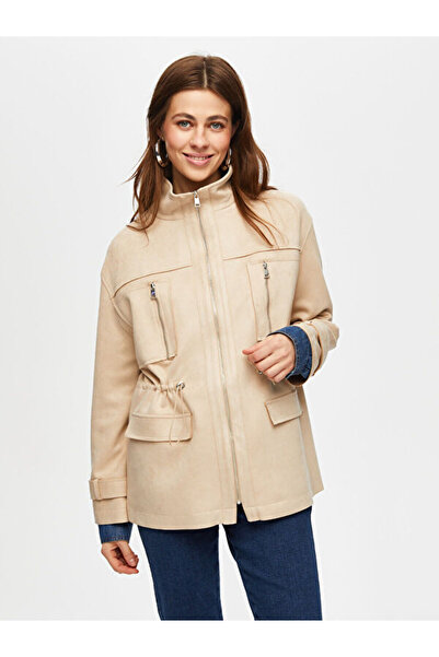 Faik Sönmez Beli Tünelli Fermuar Detaylı Süet Trençkot S25TNC009