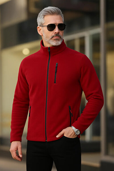 COMBİNE MİCHAİL Kırmızı Renk Fermuarlı 3 Cepli Polar 1209