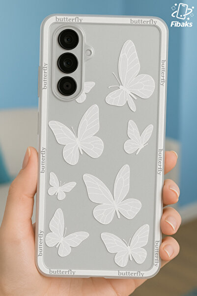 Fibaks Samsung Galaxy S24 Plus Kılıf Şeffaf Kelebek Tasarımlı Desenli Kamera Korumalı Yumuşak Silikon Kapak