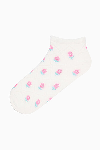 Penti Diamond Flowers Pink White 3-Piece Booties Socks