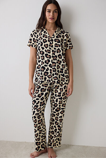 Penti Leopard Chally Shirt Pants Vícebarevná sada pyžama