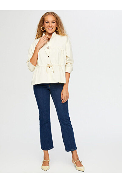 Faik Sönmez Gold Zincir Detaylı Büzgülü Pamuklu Bomber Ceket W26BMB001