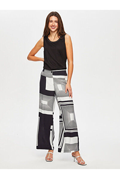 Faik Sönmez Çizgili Monochrome Wıde Leg Fıt Pantolon 032