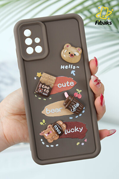 Fibaks جراب لهاتف Samsung Galaxy A71 بتصميم نمط حماية للكاميرا وغطاء من السيليكون الناعم باللون البني