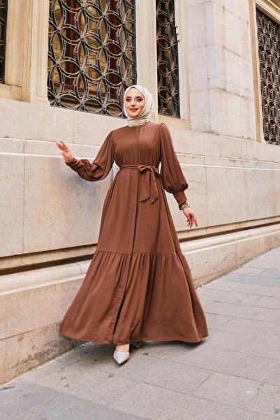 BEREL Φούστα με μπαλόνι με βολάν με λεπτομέρεια Crepe Sena Ferace Mustard