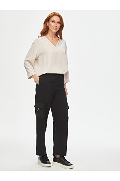 Faik Sönmez Relax Liyoselli Cep Detaylı Wide Leg Fit Pantolon 69762