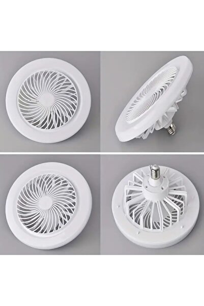 ADAL Vantilatör 3 Kademe Hız Dimlenebilir 3 Renk Led Işıklı Poyraz Kumandalı Sabit Fan Led Ampul 24cm