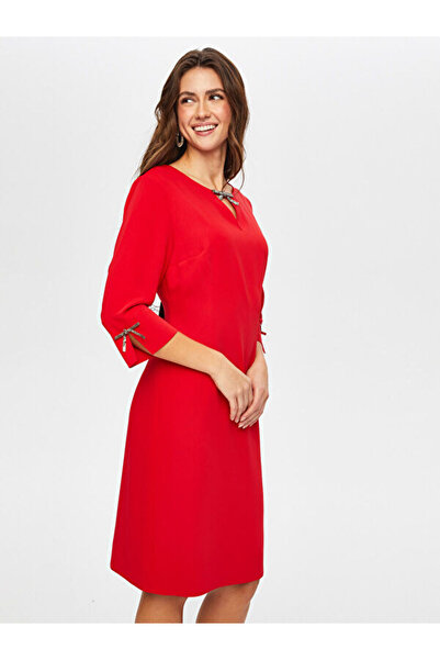 Faik Sönmez Taş Fiyonk Aksesuarlı Abiye Elbise S25ABY022