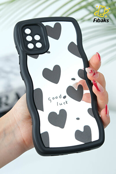 Fibaks Galaxy A51 Uyumlu Kılıf Aynalı Kalp Desenli Yumuşak Kenarlı Kamera Korumalı Silikon Kapak