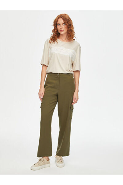 Faik Sönmez Relax Liyoselli Cep Detaylı Wide Leg Fit Pantolon 69762