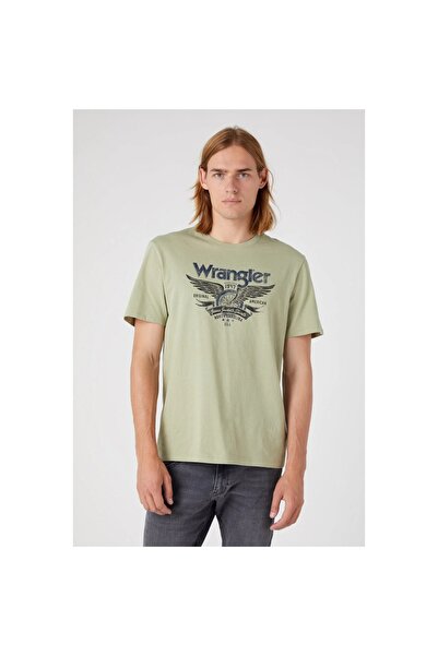 WRANGLER Ανδρικό μπλουζάκι με πράσινη λαιμόκοψη