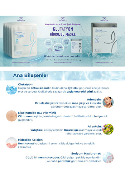 Provega Beauugreen (1 Adet) Glutatyon Hidrojel Maske | Korean Cosmetics - Glutathione Hydrogel Mask