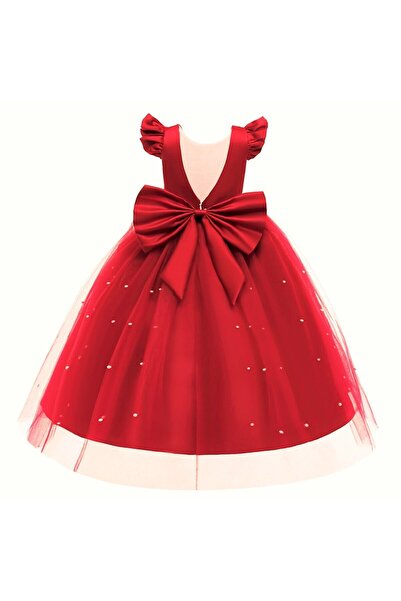 NSMLİFE Kız Çocuk Uzun İncili Elbise Doğum Günü Mezuniyet Elbise Balo Elbise