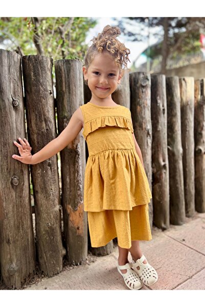 DİVİSTA Kız Çocuk %100 Pamuk Fırfırlı Elbise