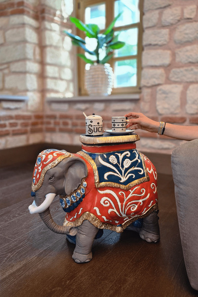 Ella's Design Studio Kervan Fil Sehpa, Tabure Bahçe Dekorasyon