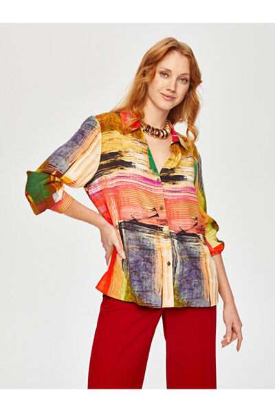 Faik Sönmez Soyut Desen Uzun Kol Gömlek 69294
