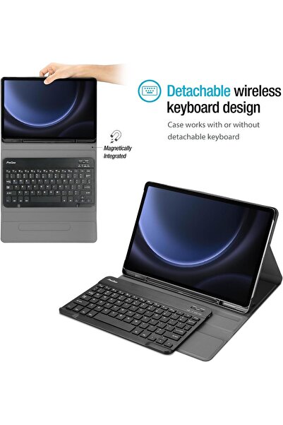 m.tk moveteck Galaxy Tab S9 Fe/S10 Fe/S10 Lite 10.9 Compatible Tablet Case with Pen Compartment and Bluetooth Turkish Q Keyboard