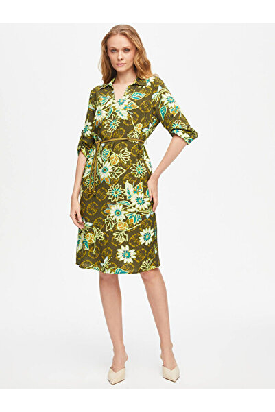 Faik Sönmez Çiçek Desenli Kemerli Viskon Elbise 69221