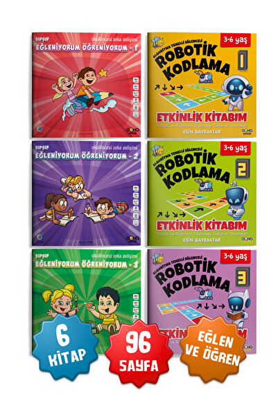 Gong 2li Set Şıp Şıp Eğleniyorum Öğreniyorum Ve Robotik Kodlama Geliştiren 6'lı Çocuk Kitap Seti