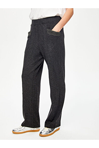 Faik Sönmez Λεπτομερής λωρίδα αλυσίδας Ασημί μαλακή υφή αθλητική φόρμα κάτω 69255