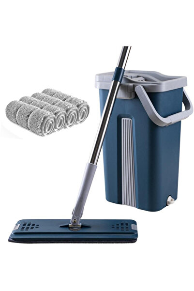 Be Care Microfiber Flat Mop and Bucket System - 2-Tub Rinse and Wring Pressur...