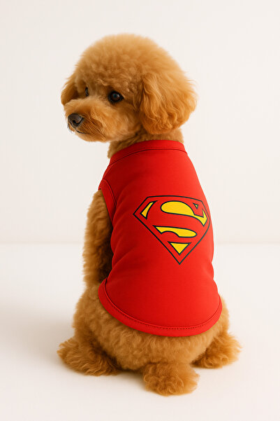 MPZ Pets Kedi ve Köpek Kıyafeti & Elbisesi - Kırmızı Superman Atlet