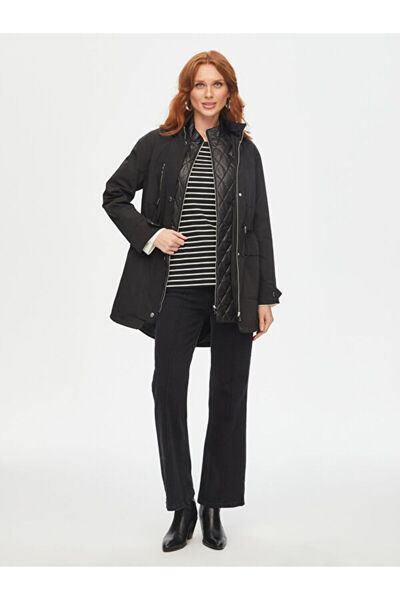 Faik Sönmez Quilted Windbreaker Detailed Hooded Trench Coat 69524