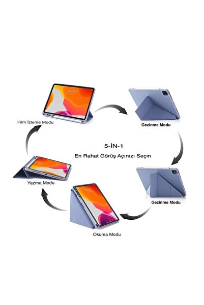 m.tk moveteck Galaxy Tab S9 Fe/s10 Fe/S10 Lite 10.9 Kılıf Kalem Bölmeli Katlanır Standlı Yumuşak Silikon (UYUMLU)