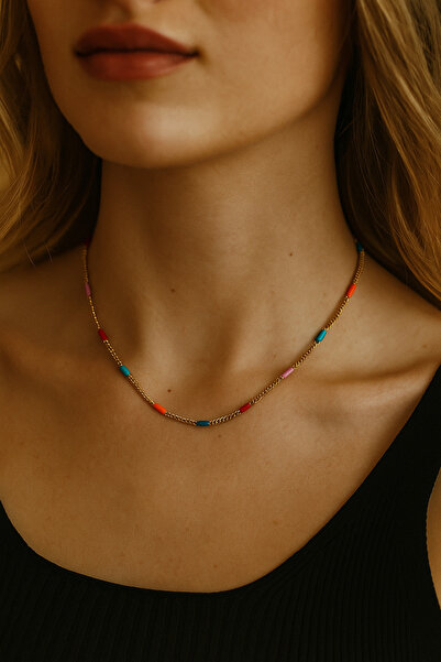 Fynbos Paslanmaz Çelik Mineli Manifesto Altın Kolye