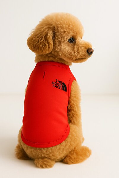 MPZ Pets Kedi ve Köpek Kıyafeti & Elbisesi - Kırmızı The Dog Face Atlet