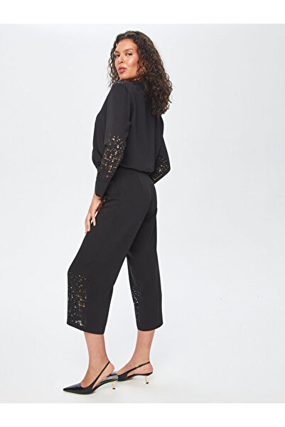 Faik Sönmez Paçası Delik İşli Wide Leg Fit Pantolon 69467