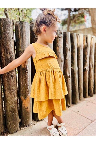 DİVİSTA Kız Çocuk %100 Pamuk Fırfırlı Elbise