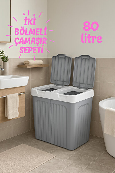 FORSACE İki Bölmeli Kirli Çamaşır Sepeti & Banyo Çamaşır Sepeti Renkliler & B...